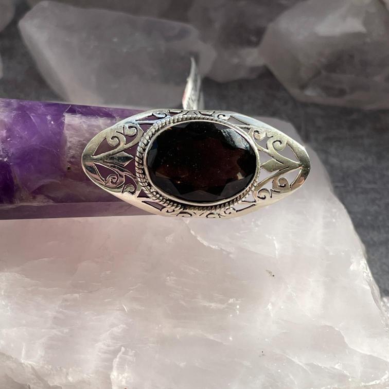 Sterling Silver Ring - Smokey Qtz - SZ8 - 01 Sterling Silver Ring - Smokey Qtz - SZ8 - 01